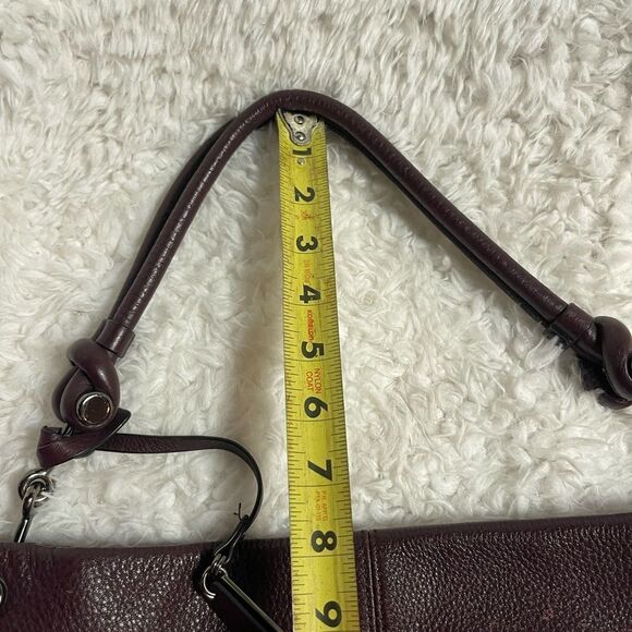 Vince Camuto pebble leather deep purple Hobo shoulder bag silver tone hardwares - Picture 9 of 15